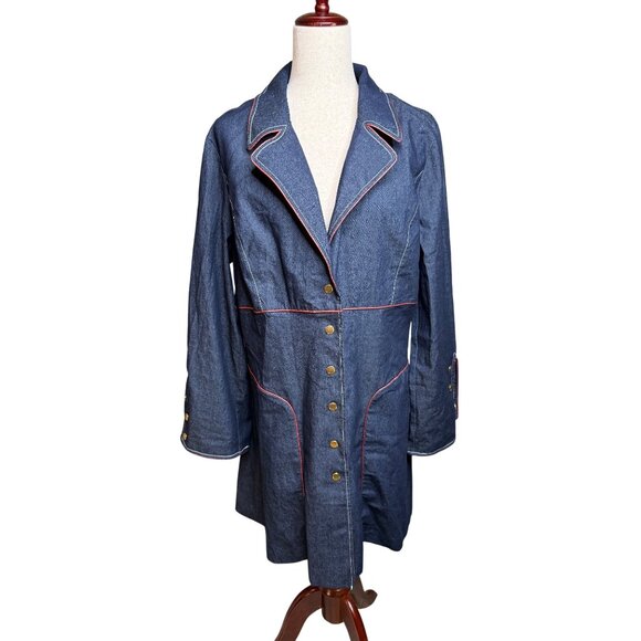 Vtg Devine Denim NY 16 ButtonUp penny lane coat Festival Whimsigoth grunge punk - Picture 1 of 10